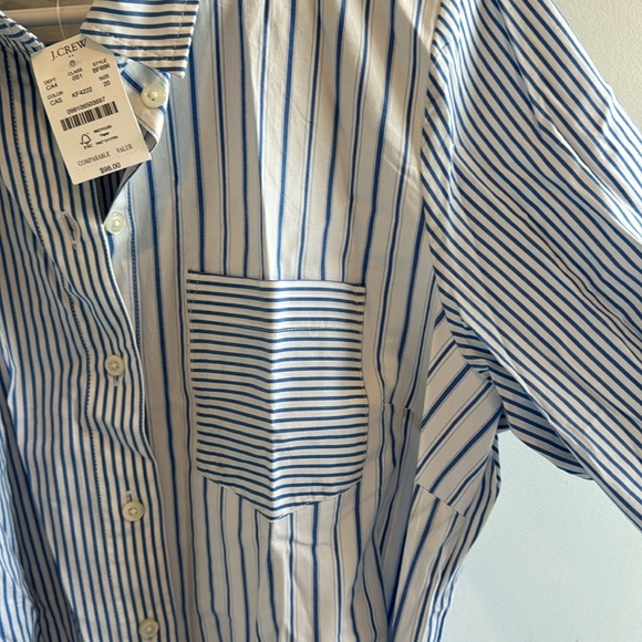 J.CREW FACTORY NWT STRIPE TIE-WAIST SHIRT DRESS -  Sz 20 - PINSTRIPE - Cotton - Picture 4 of 6